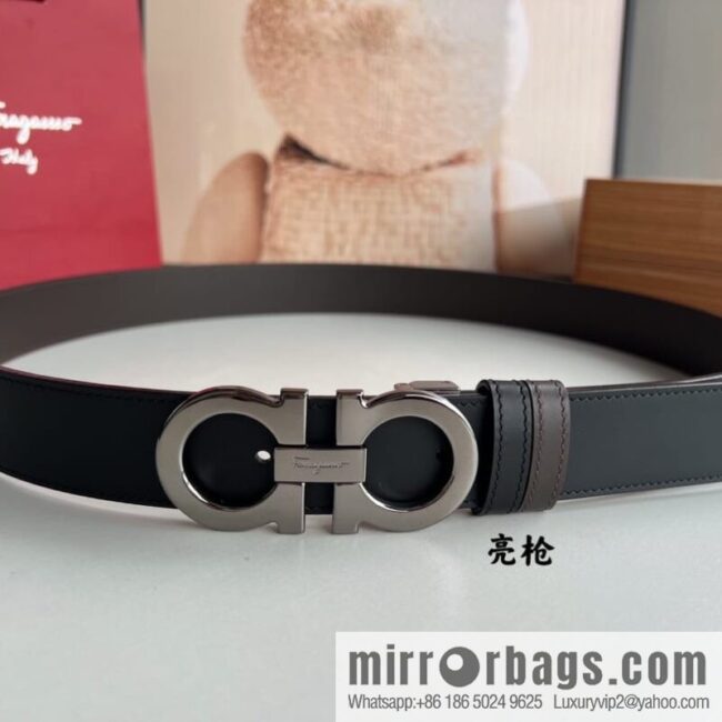 Ferragamo Ferragamo, boutique 8-character counter version metal buckle men\'s 3.5cm belt