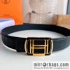 Hermes Hermes, Stainless Steel H Square Resin Inlaid Diamond Buckle Men\'s 3.8cm Belt