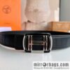 Hermes Hermes, Stainless Steel H Square Resin Inlaid Diamond Buckle Men\'s 3.8cm Belt