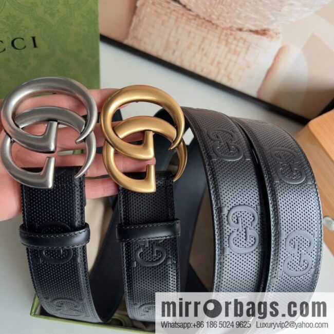 Gucci Gucci, first layer calfskin embossed GG men\'s 4.0cm belt