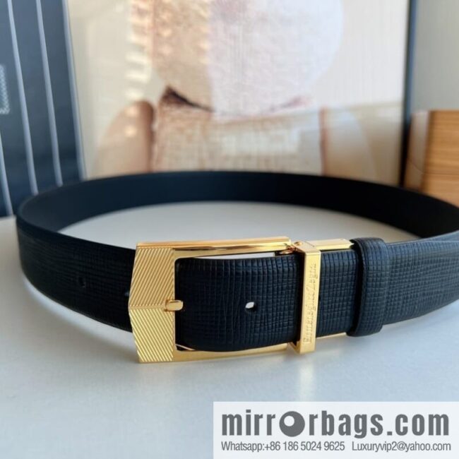 Zegna, black imported cowhide material belt 3.5cm