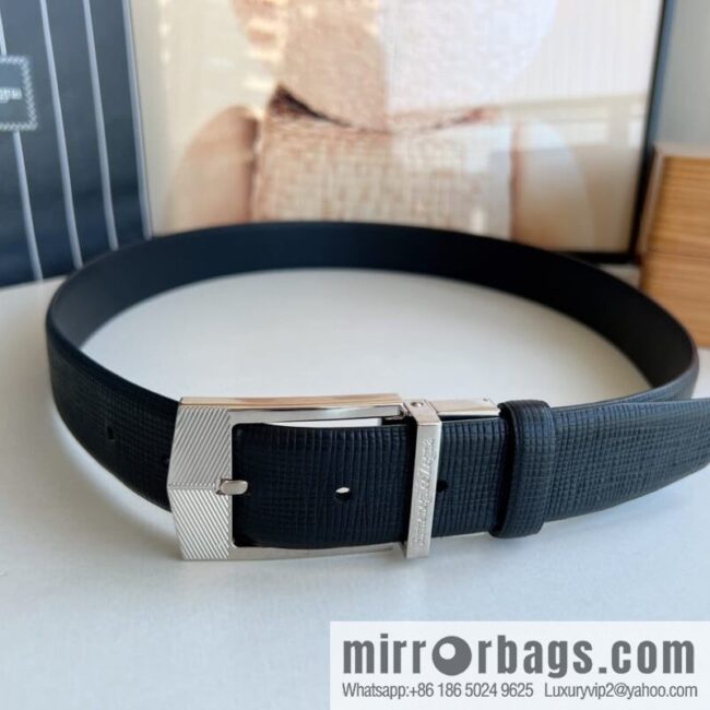 Zegna, black imported cowhide material belt 3.5cm