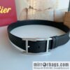 Cartier, double-sided men\'s belt in textured grey cowhide