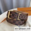 Louis Vuitton/Leather Lined Metal Buckle Damier Canvas Belt Men 35mm