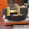 Hermes H four-corner solder joint brushed gold/palladium buckle imported togo leather calfskin 38mm belt