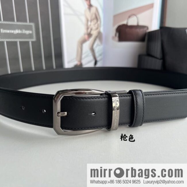 Ermengildo. Zein Zegna men\'s business leisure rotating pin buckle imported first layer cowhide belt 3.5cm