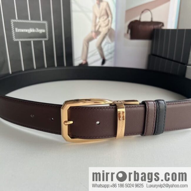 Ermengildo. Zein Zegna men\'s business leisure rotating pin buckle imported first layer cowhide belt 3.5cm