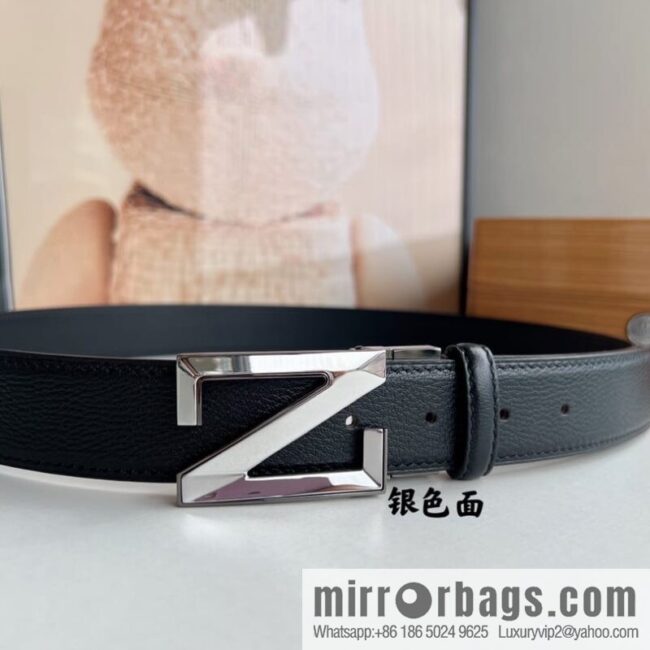Zegna, double-sided first-layer cowhide sheepskin texture belt men 3.5cm