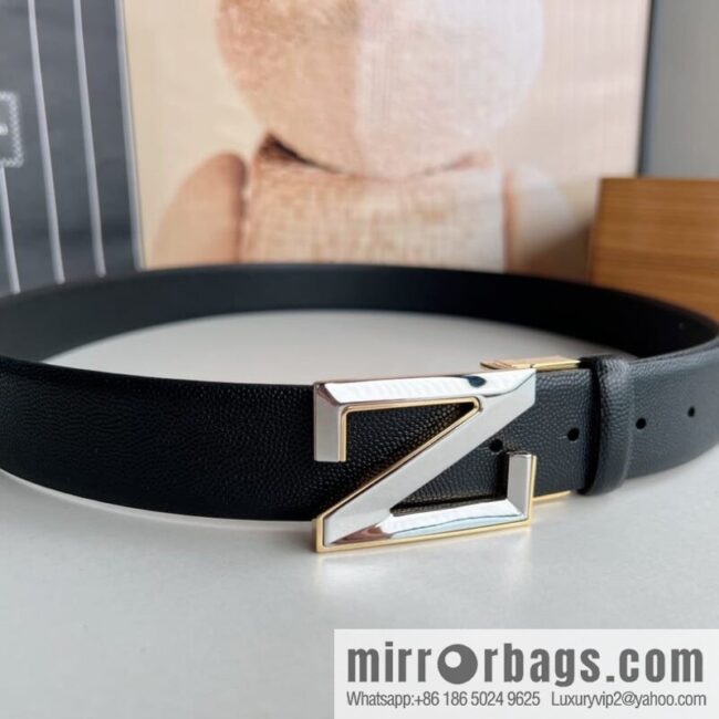 Zegna, double-sided first-layer cowhide sheepskin texture belt men 3.5cm