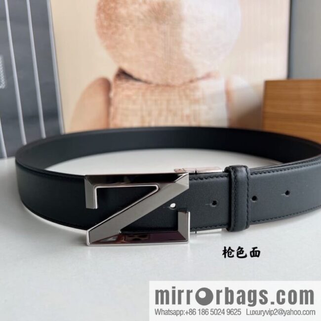 Zegna, double-sided first-layer cowhide sheepskin texture belt men 3.5cm