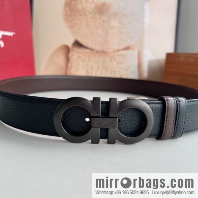 Ferragamo Ferragamo, Exquisite 8-Figure Metal Clip Buckle Men\'s 3.5cm Belt