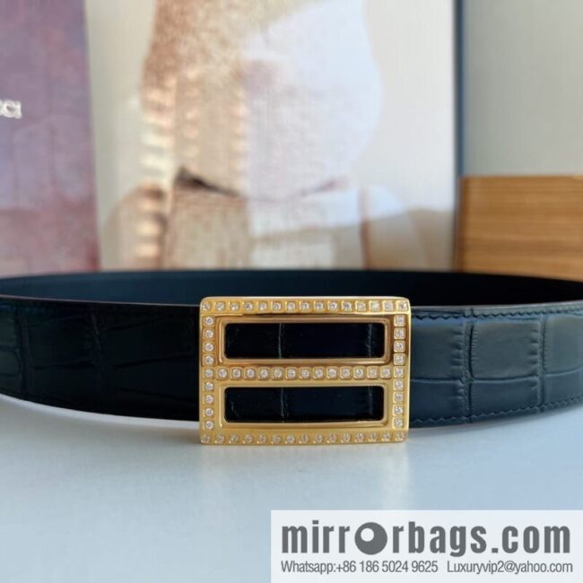 STEFANO RICCI STEFANO RICCI, imported cowhide pressed crocodile pattern men\'s 3.5cm belt