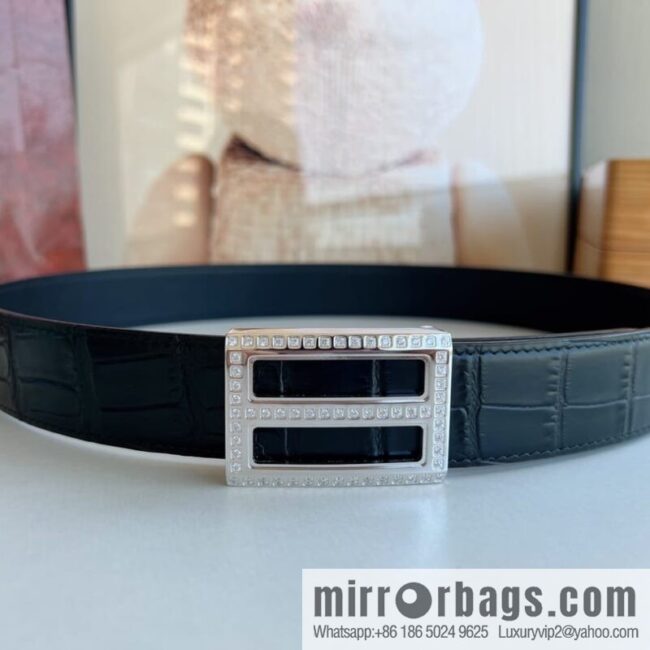 STEFANO RICCI STEFANO RICCI, imported cowhide pressed crocodile pattern men\'s 3.5cm belt