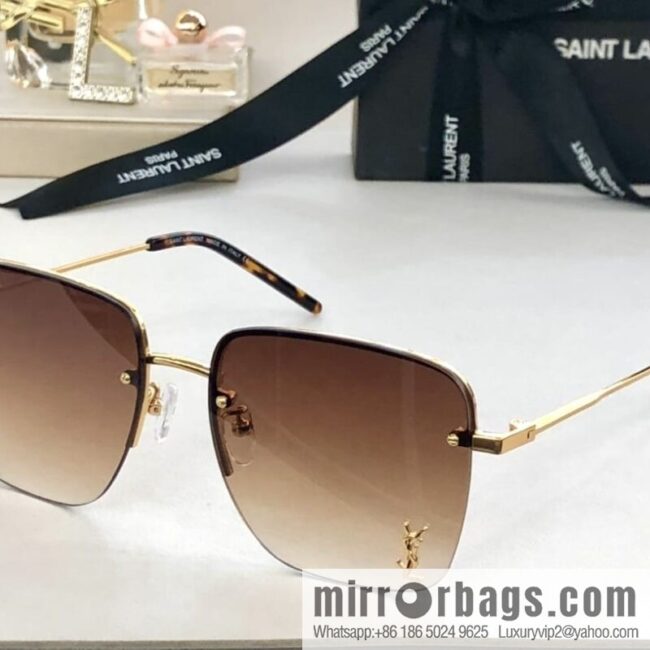 SAINT LAURENT Saint Laurent half-frame unisex sunglasses