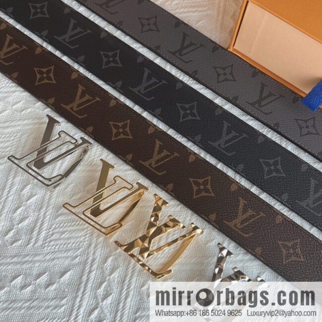 LV/Louis Vuitton, Classic Monogram Dove Double Sided Belt 4.0cm