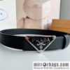 Prada, men\'s logo metal buckle cowhide belt width: 3.5cm