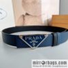 Prada, men\'s logo metal buckle cowhide belt width: 3.5cm