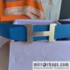 Hermes, Stainless Steel Quad Solder Joint Metal Buckle 38mm Double Sided Leather Belt