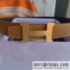 Hermes, Stainless Steel Quad Solder Joint Metal Buckle 38mm Double Sided Leather Belt