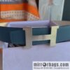 Hermes, Stainless Steel Quad Solder Joint Metal Buckle 38mm Double Sided Leather Belt