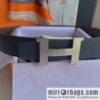 Hermes, Stainless Steel Quad Solder Joint Metal Buckle 38mm Double Sided Leather Belt