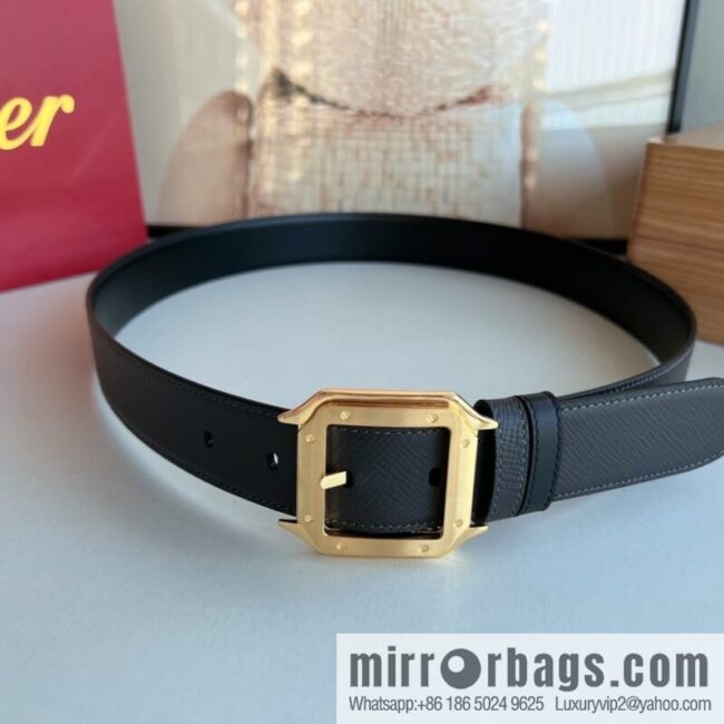 Cartier Cartier, textured black cowhide double-sided belt