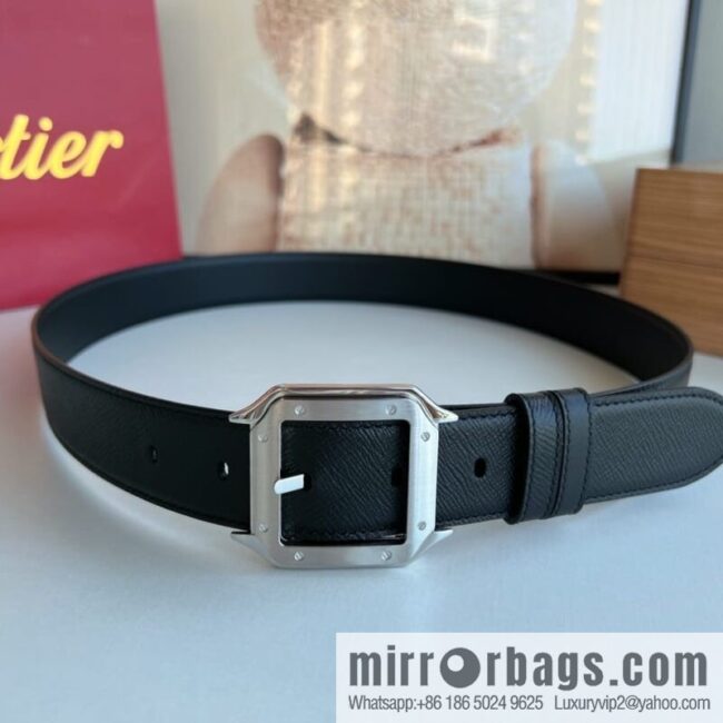 Cartier Cartier, textured black cowhide double-sided belt