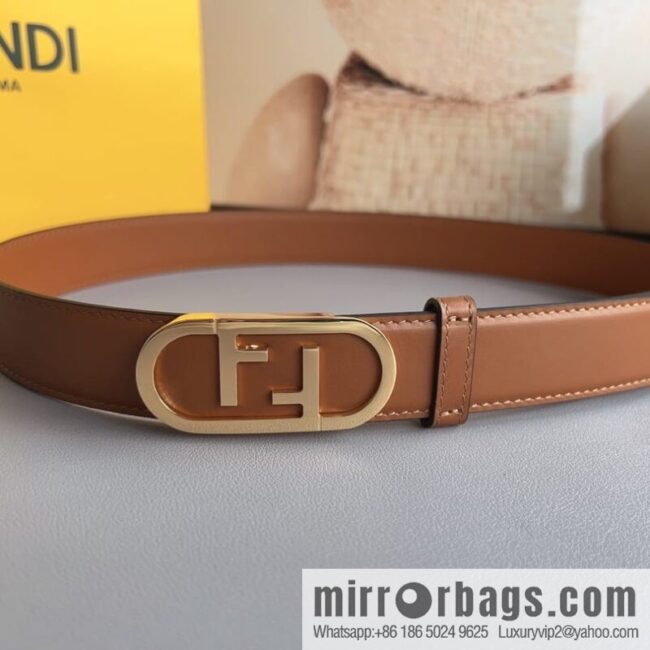 Fendi Fendi, Ladies 3.0cm Corresponds to Logo Metal Buckle Cowhide Belt