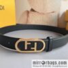 Fendi Fendi, Ladies 3.0cm Corresponds to Logo Metal Buckle Cowhide Belt