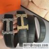 Hermes, Stainless Steel H with Diamond Buckle Men\'s 3.8cm Belt