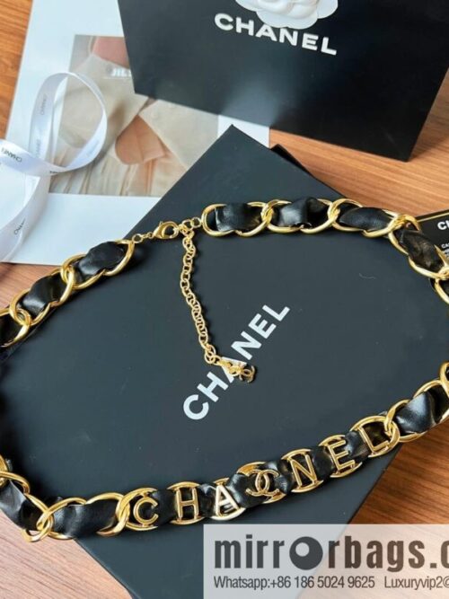 New ☑️ Chanel black leather rope letter belt waist chain