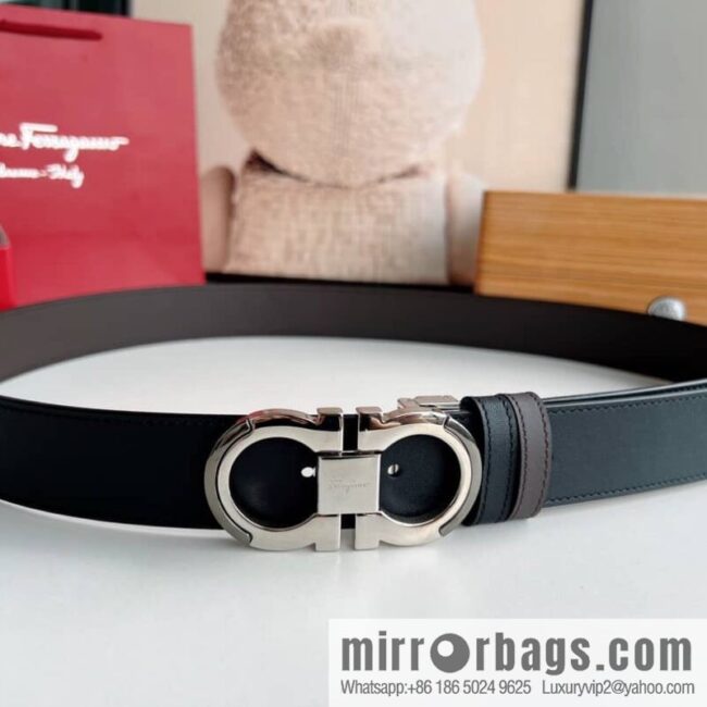 Salvatore Ferragamo, Metal Buckle Men\'s Business Belt 3.5cm