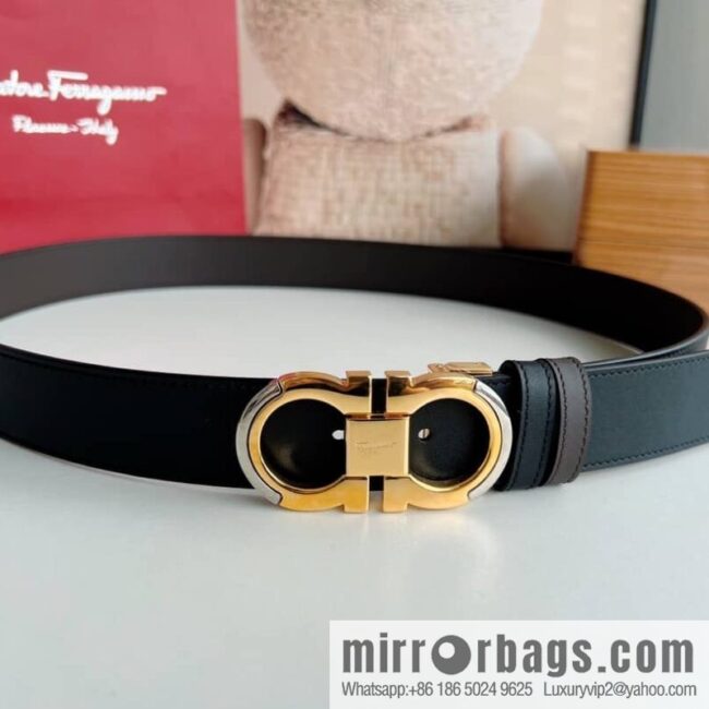 Salvatore Ferragamo, Metal Buckle Men\'s Business Belt 3.5cm