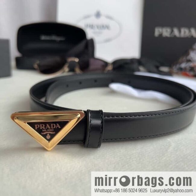 PRADA, metal buckle with iconic triangular logo women\'s 2.0cm belt