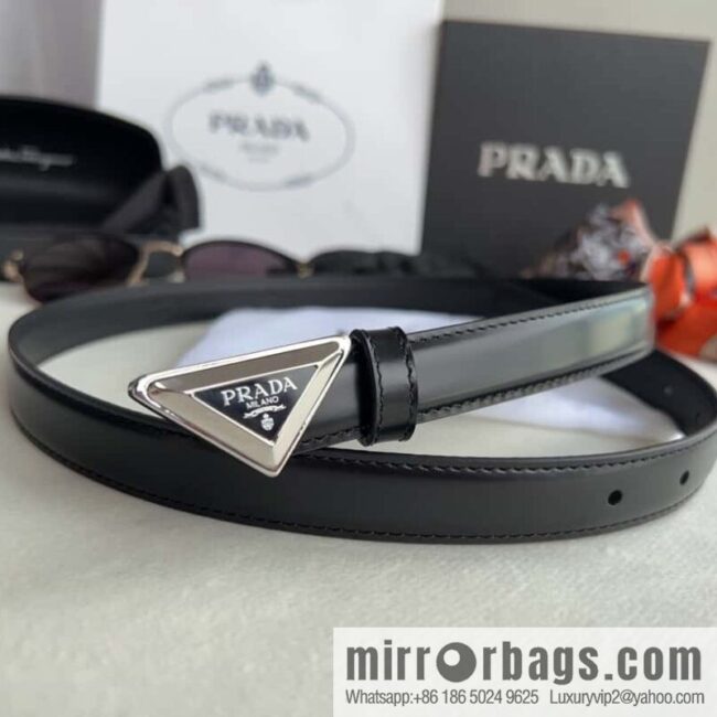 PRADA, metal buckle with iconic triangular logo women\'s 2.0cm belt