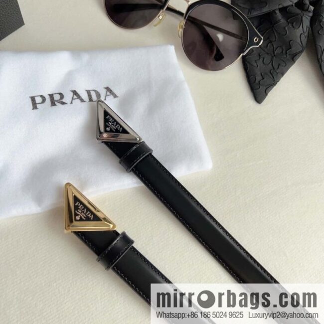 PRADA, metal buckle with iconic triangular logo women\'s 2.0cm belt