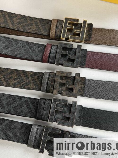 FENDI\'s latest extraordinary creative gradual change printing dark blue double FF cowhide belt 4.0cm