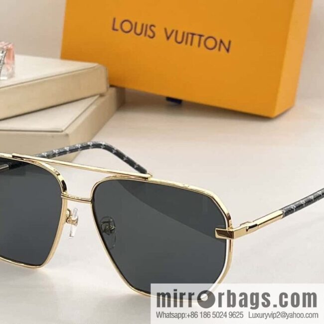 LV Louis Vuitton lambskin hemmed temple men\'s sunglasses