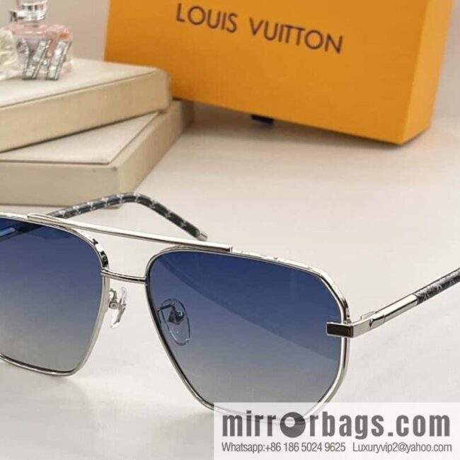 LV Louis Vuitton lambskin hemmed temple men\'s sunglasses