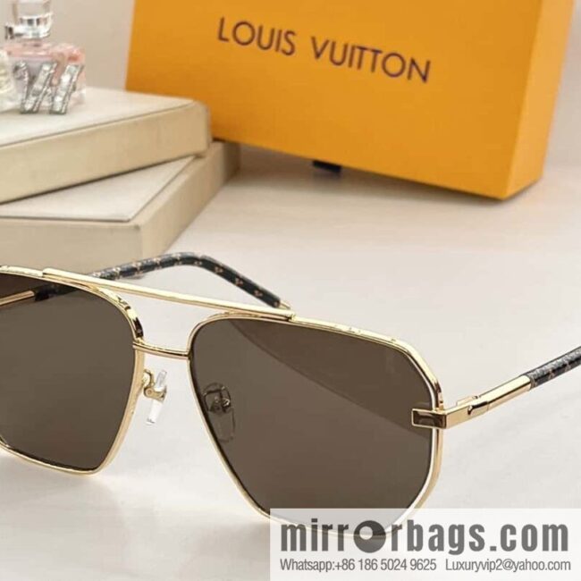 LV Louis Vuitton lambskin hemmed temple men\'s sunglasses