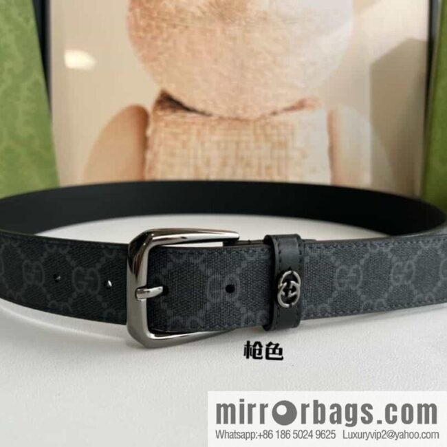 Gucci Gucci GG Supreme canvas GG monogram pattern men\'s classic belt 3.5cm.