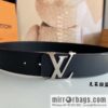 LV/Louis Vuitton, letter logo metal imported cowhide double-sided men\'s belt 40mm