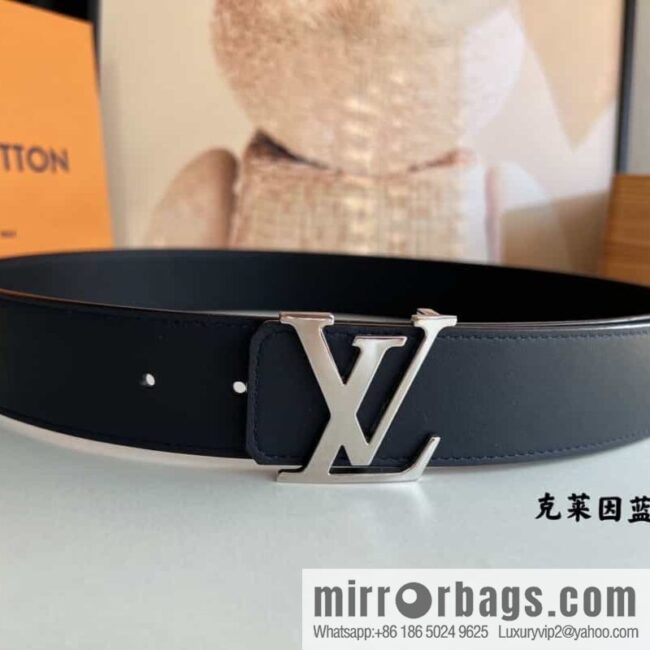 LV/Louis Vuitton, letter logo metal imported cowhide double-sided men\'s belt 40mm