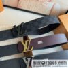 LV/Louis Vuitton, letter logo metal imported cowhide double-sided men\'s belt 40mm