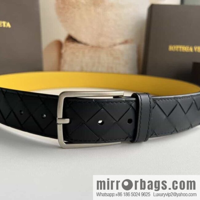 BV Baodian Replica Luxury Handbag, Handmade First Layer Cowhide Woven Men\'s 3.5cm Belt