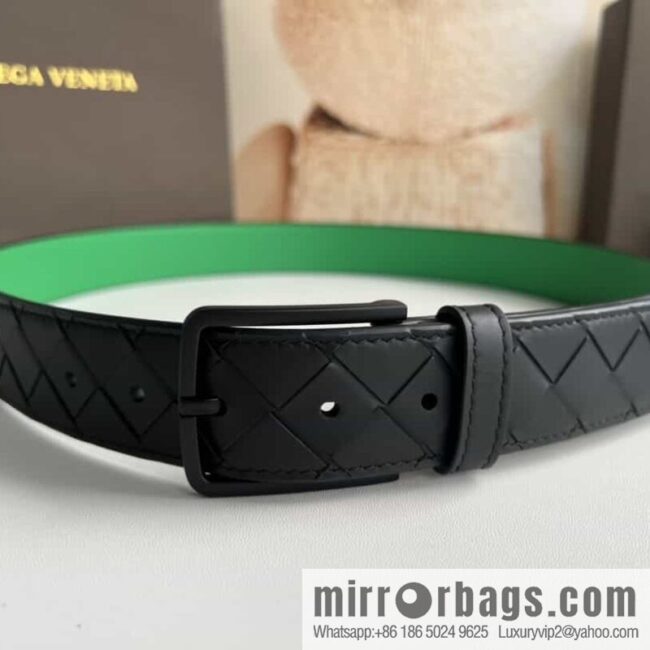 BV Baodian Replica Luxury Handbag, Handmade First Layer Cowhide Woven Men\'s 3.5cm Belt