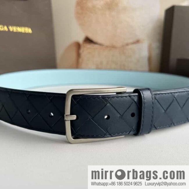 BV Baodian Replica Luxury Handbag, Handmade First Layer Cowhide Woven Men\'s 3.5cm Belt