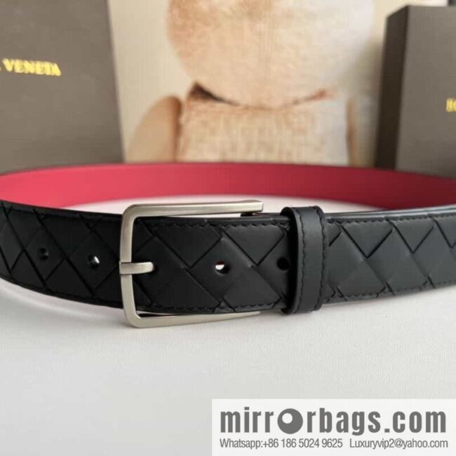 BV Baodian Replica Luxury Handbag, Handmade First Layer Cowhide Woven Men\'s 3.5cm Belt