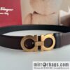 Ferragamo 8-character metal clip buckle first layer cowhide texture belt 3.5cm
