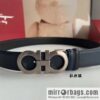 Ferragamo 8-character metal clip buckle first layer cowhide texture belt 3.5cm